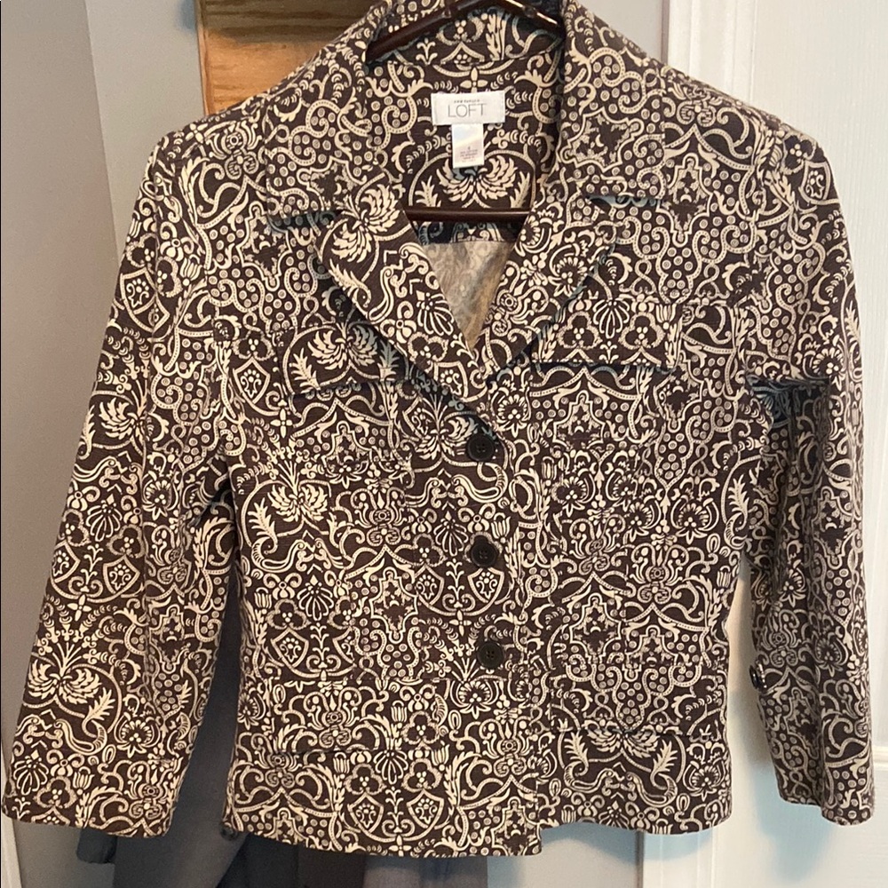 LOFT Black and White Blazer with Elegant Pattern